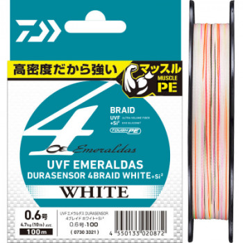 Плетеный шнур Daiwa UVF Emeraldas Dura Sensor X4 White +Si² 0.8 150 м 0,148 мм